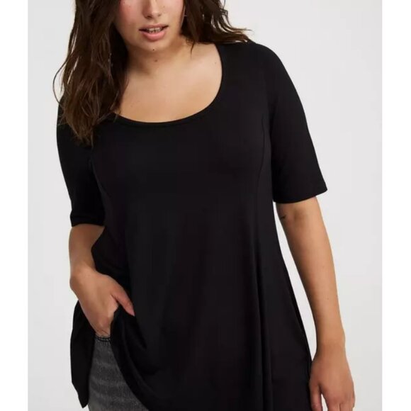 Torrid Women's Black Super Soft Short Sleeve Round Neck Tunic Top Size 6X - Picture 1 of 7